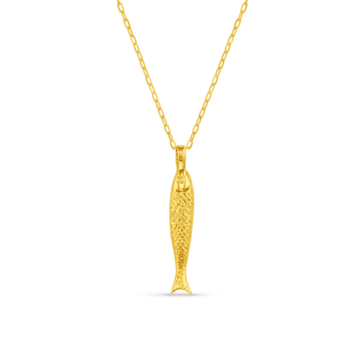 40302 Textured Fish Charm Necklace 