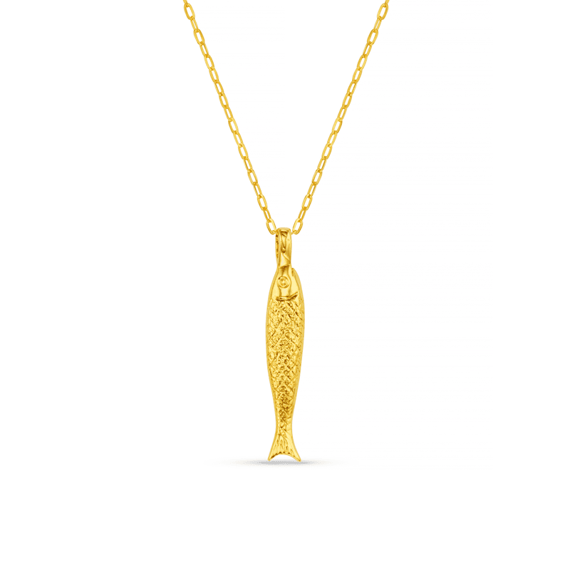 40302 Textured Fish Charm Necklace 