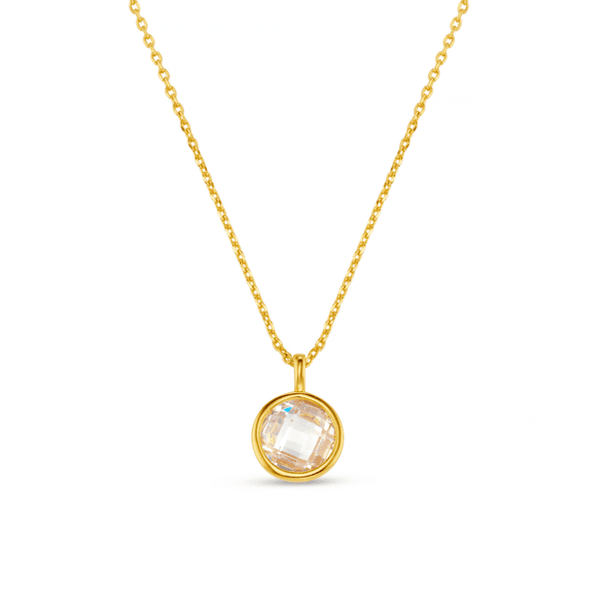 Hovedbilde 40031 Faceted Crystal Charm Necklace - Pale Gold 