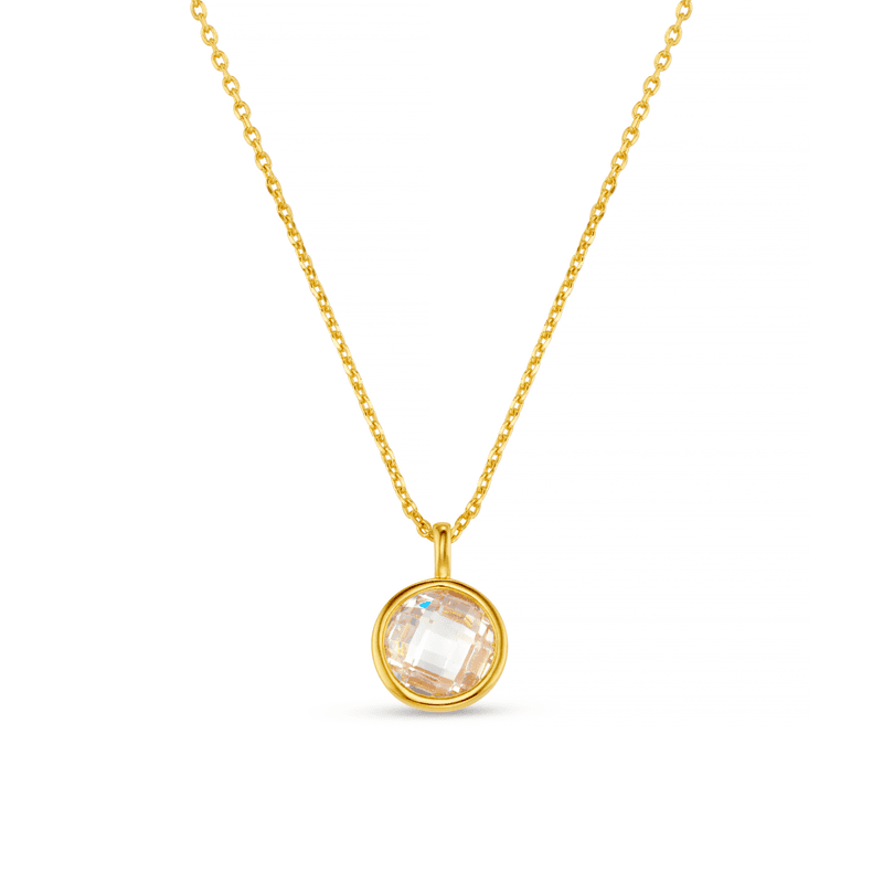 40031 Faceted Crystal Charm Necklace - Pale Gold 