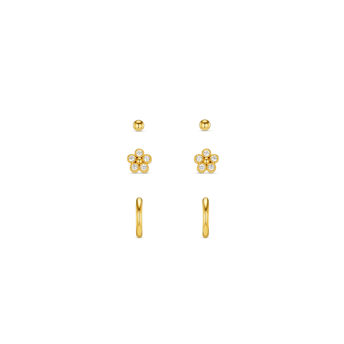 40074 Crystal Flower & Micro Hoop Earring Pack