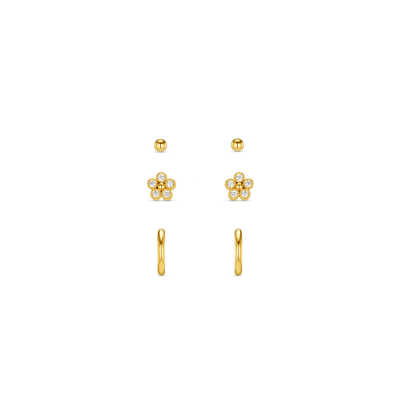 40074 Crystal Flower & Micro Hoop Earring Pack