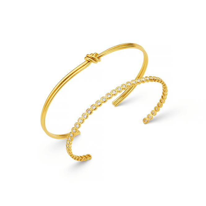 Hovedbilde 40049 Linear Knot & Crystal Bangle 2 pack - Pale ...
