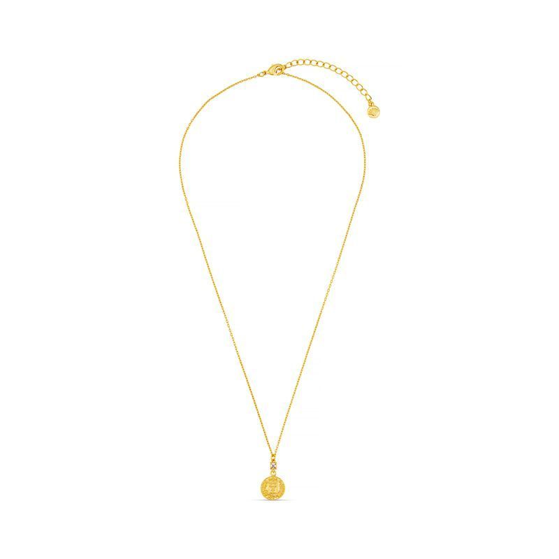 30067 Mini Crystal& Coin Drop Necklace - Pale Gold