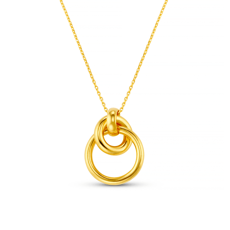 40038 Interlocking Open Circle Necklace - Pale Gold